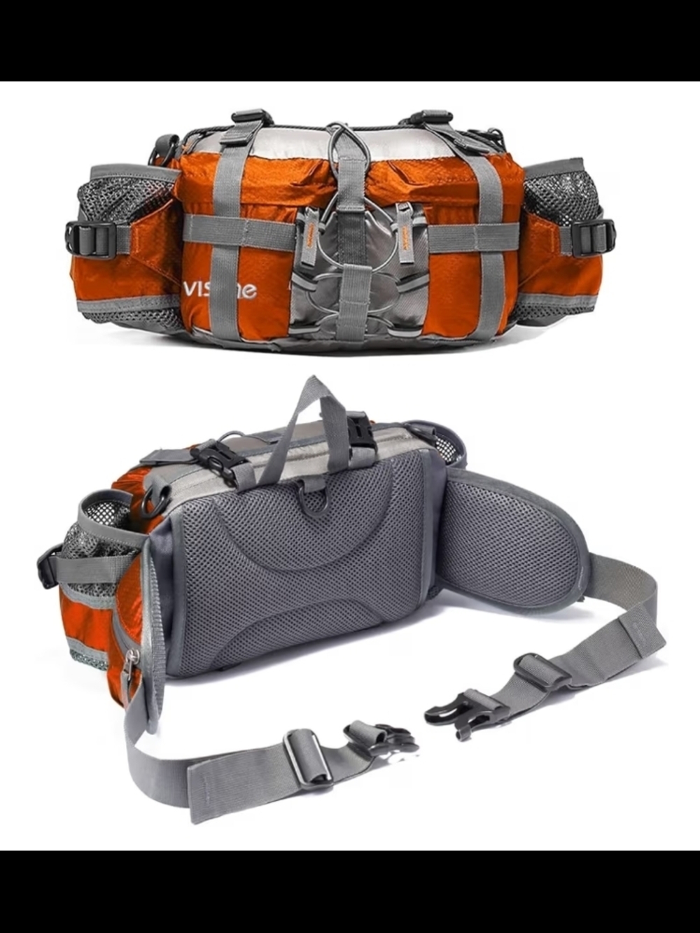 Orange and Gray Men's Waist/Fanny Pack - Lightweight Outdoor Hip Bag